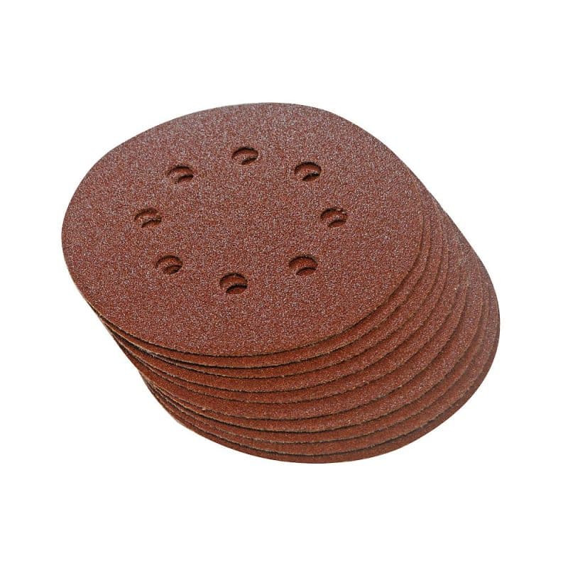 Slipeskiver med krok og sløyfe, stanset 125 mm, 10 stk - korn 60