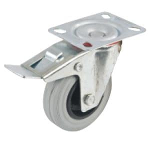 Gummihjul 100 mm, bremset 70 kg Svingbart hjul