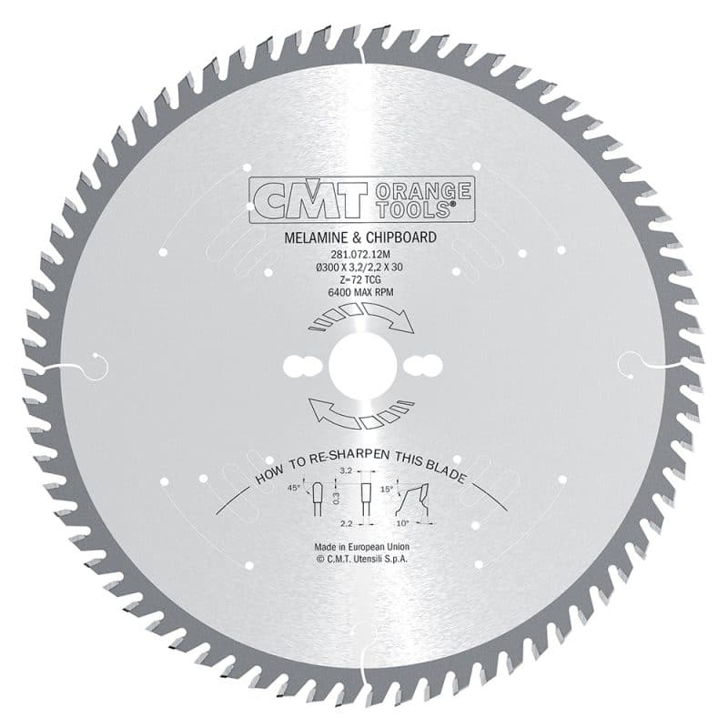 CMT Industrisagblad for laminerte plater og sponplater - D250x3,2 d30 Z80 HW