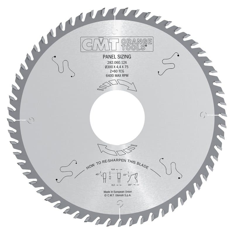 CMT sagblad for paneldimensjonering - D500x4,8 d60 Z72 16° HW