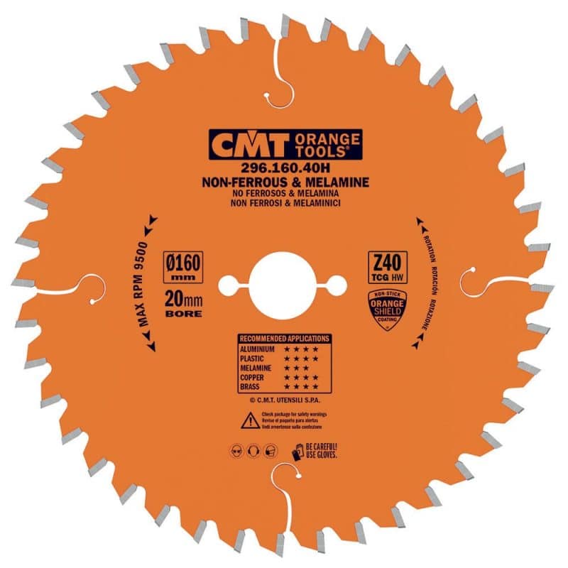 CMT Orange sagblad for laminerte plater, ikke-jernholdig metall, plast - D180x2,8 d20 Z40 HW