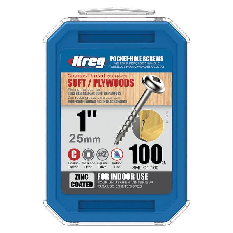 Kreg Zinc Maxi-Loc Pocket-Hole Screws - 25 mm, grov gjenge, 100 stk - Bilde 2