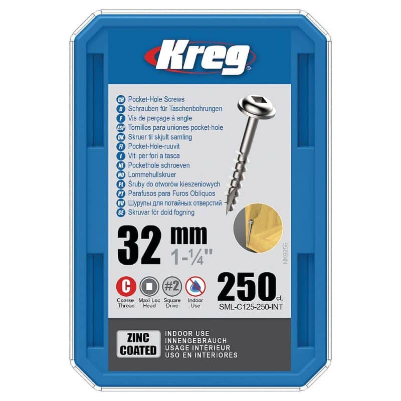 Kreg Zinc Maxi-Loc Pocket-Hole Screws - 32 mm, grov gjenge, 250 stk - Bilde 2