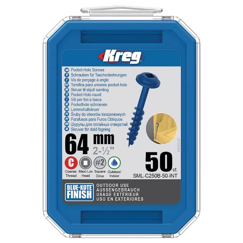 Kreg Blue-Kote Maxi-Loc lommehullskruer - 64 mm, grov gjenge, 50 stk - Bilde 2