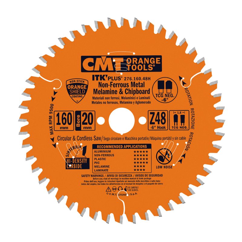 CMT ITK Ultra Thin-Kerf sagblad for laminat, ikke-jernholdig metall, plast - D165x1,8 d20 Z56 HW - Bilde 3