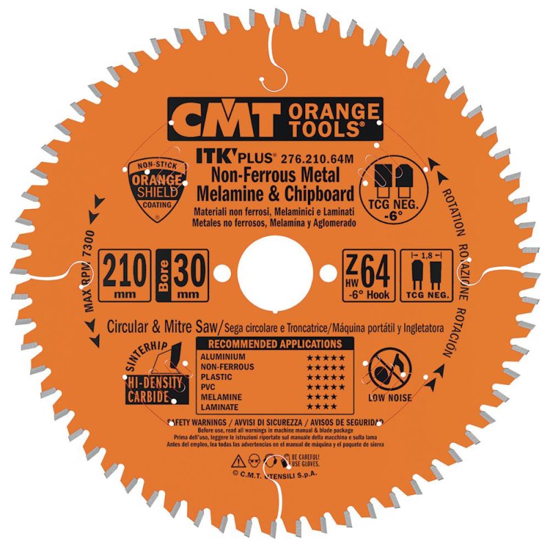 CMT ITK Ultra Thin-Kerf sagblad for laminat, ikke-jernholdig metall, plast - D300x2,8 d30 Z96 HW