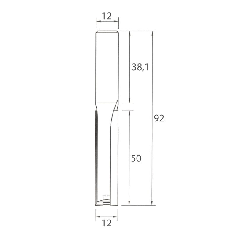 IGM M110 rett fresebit med dykkerspiss - D12x50 L92 S=12 HW - Bilde 4