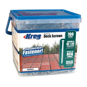 Kreg dekkskruer i rustfritt stål, sett 700 stk, 51 mm