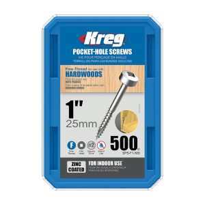 Kreg sink lommehullskruer med panhode - 25 mm, fin gjenge, 500 stk