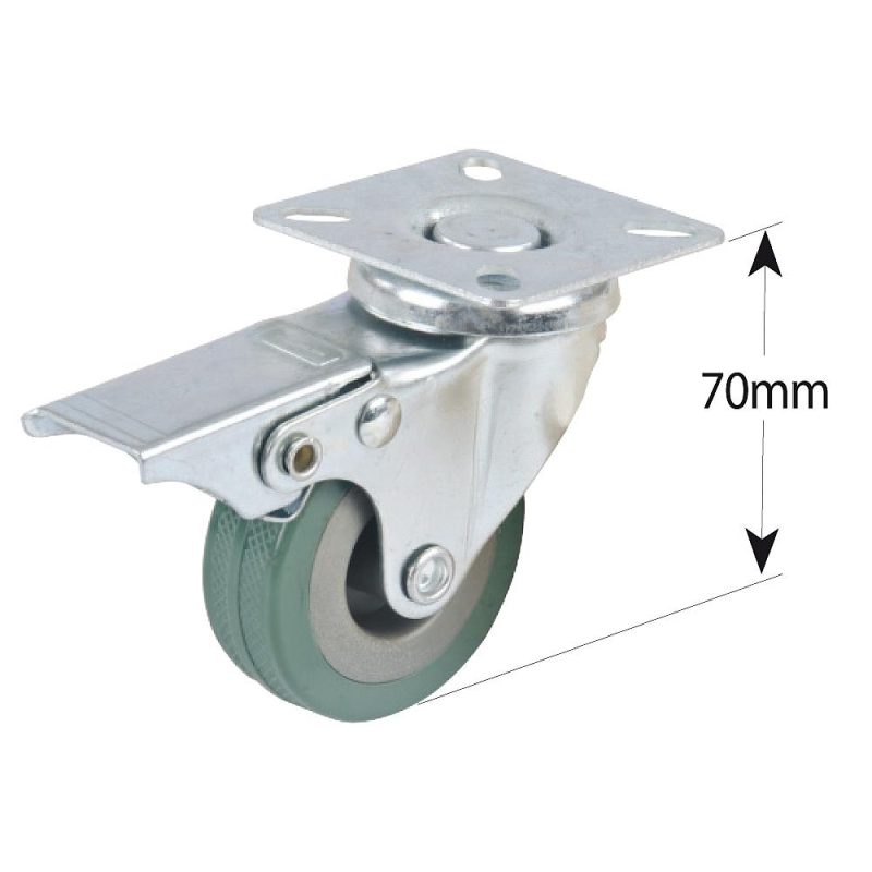 Gummihjul 50 mm, bremset 50 kg Svingbart hjul - Bilde 2