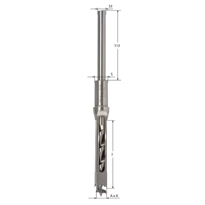IGM Hollow Square Mortiser meisel og bits Profi - 10x10mm I=68 S=20,6 S1=6,25 - Bilde 2