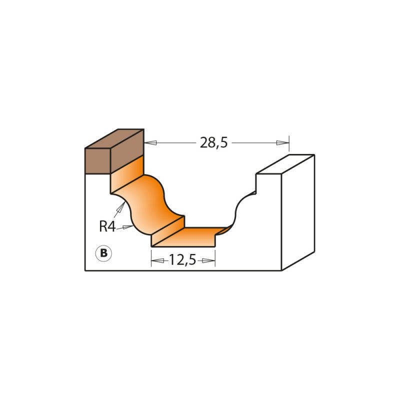 CMT C965B Klassisk panel Ogee - Profil B, R28,6 D4x14,3 S=8 HW - Bilde 4