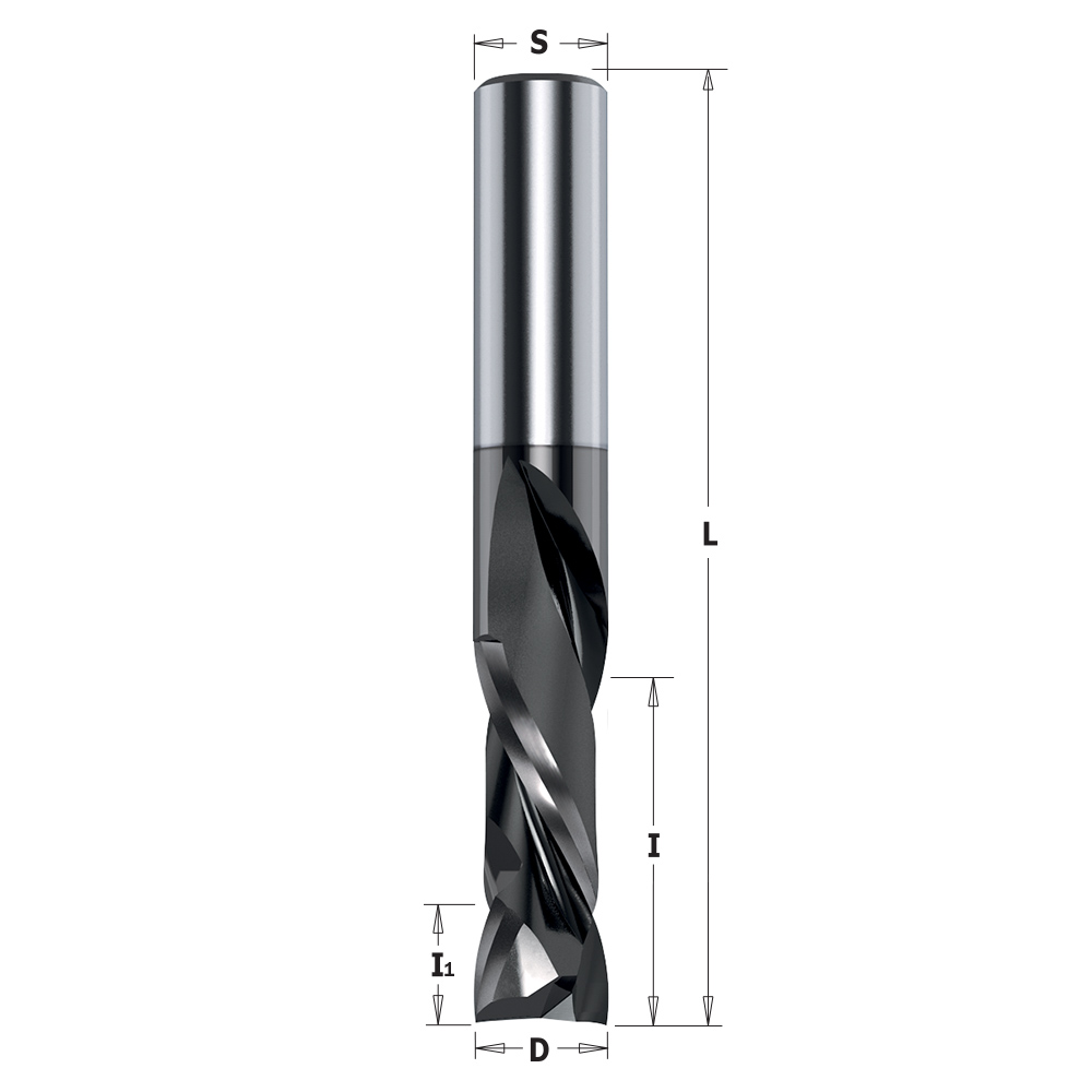 IGM 190.41 DLCS Chrome opp- og nedskjæringsspiraloverfres HWM - D12,7x28,6 I1=12 L76,2 S=12,7 Z2+2 - Bilde 2