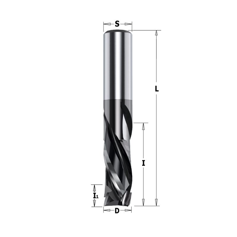 IGM 190.41 DLCS Chrome opp- og nedskjæringsspiraloverfres HWM - D9,52x22,2 I1=4,8 L76,2 S=9,52 Z2+2 - Bilde 2