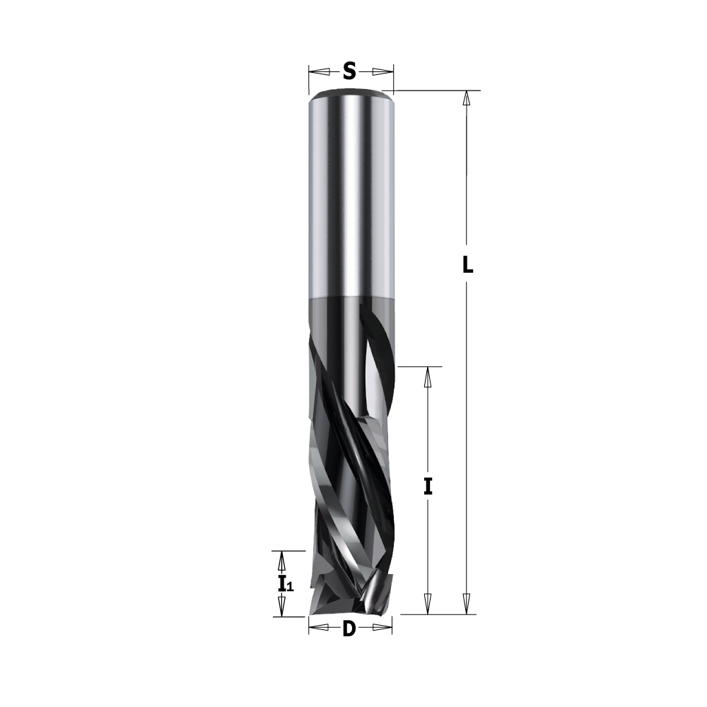 IGM 190.41 DLCS Chrome opp- og nedskjæringsspiraloverfres HWM - D9,52x22,2 I1=4,8 L76,2 S=9,52 Z2+2 - Bilde 2