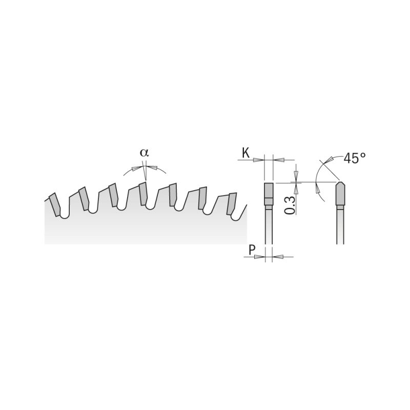 CMT sagblad for laminerte plater, ikke-jernholdig metall, plast - D250x3,2 d30 Z80 HW Low Noise - Bilde 2
