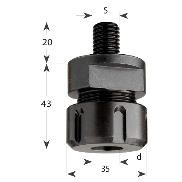 Spennhylsechuck ER20 - S=M12x1,75 D=3-12,7 mm - Bilde 2