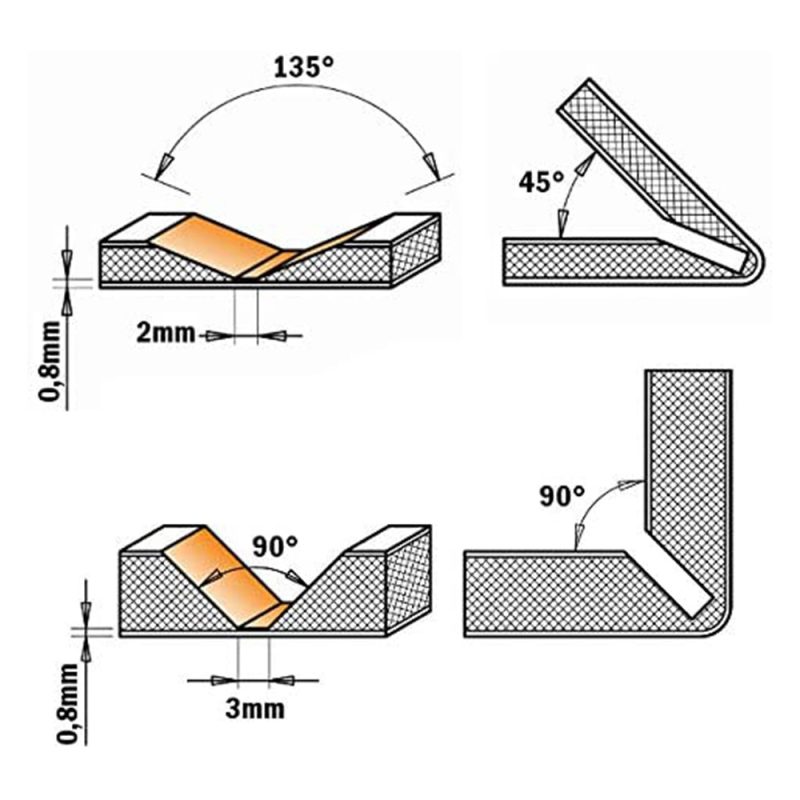 CMT C915 V-notbits for Alucobond - 90° D18x7,45 S=8 HW - Bilde 3
