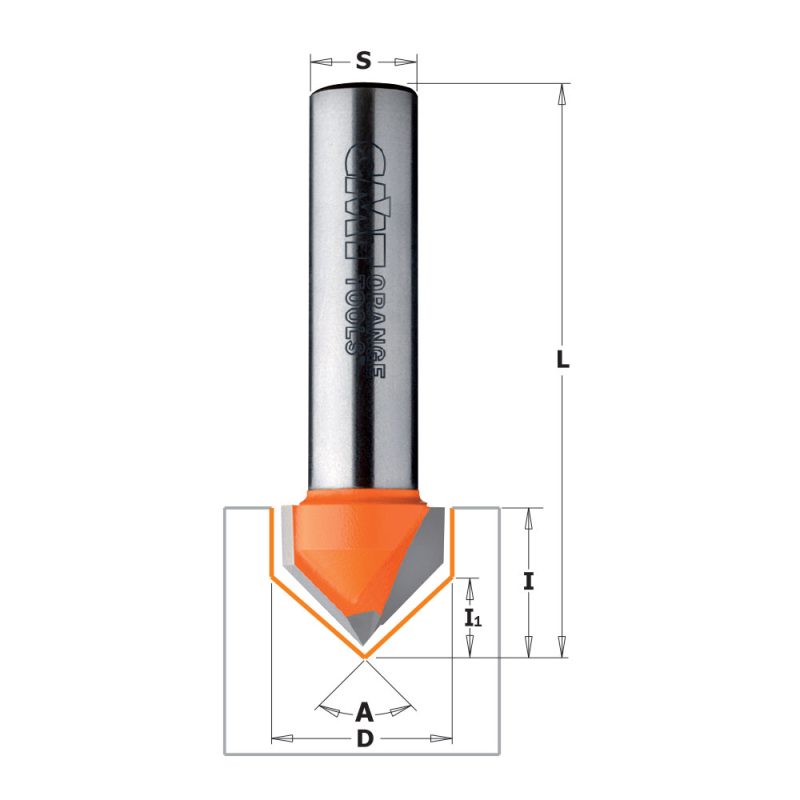 CMT C915 V-grooving Bit 90° - D16x12,7 90° S=8 HW - Bilde 2