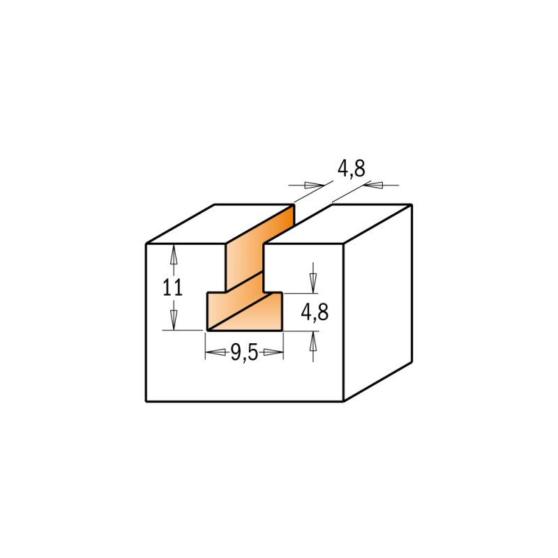 CMT C950 nøkkelhullsbit HW - D9,5x11 d4,8 S=12 Z1 - Bilde 3