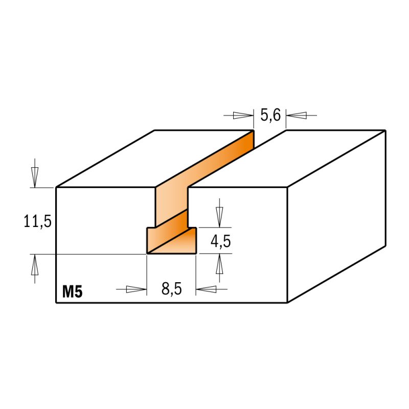 CMT C950 nøkkelhullsbit HW - D8,5x11,5 d5,6 L47 S=8 Z1, M5 - Bilde 3