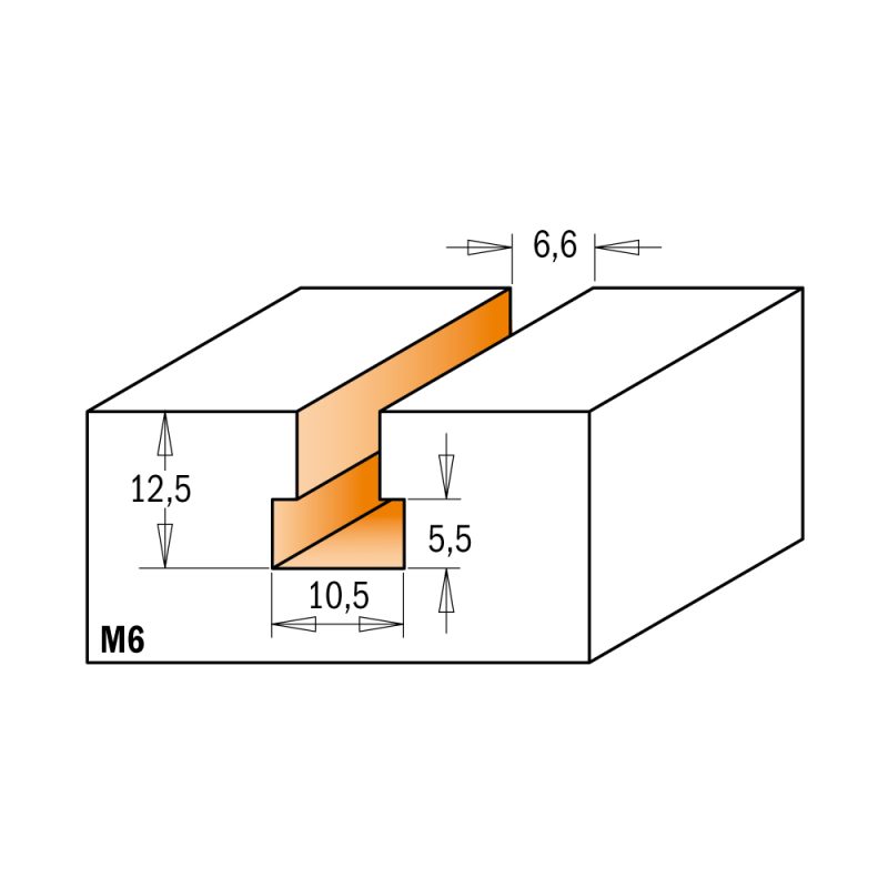 CMT C950 nøkkelhullsbit HW - D10,5x12,5 d6,6 L48 S=8 Z1, M6 - Bilde 3