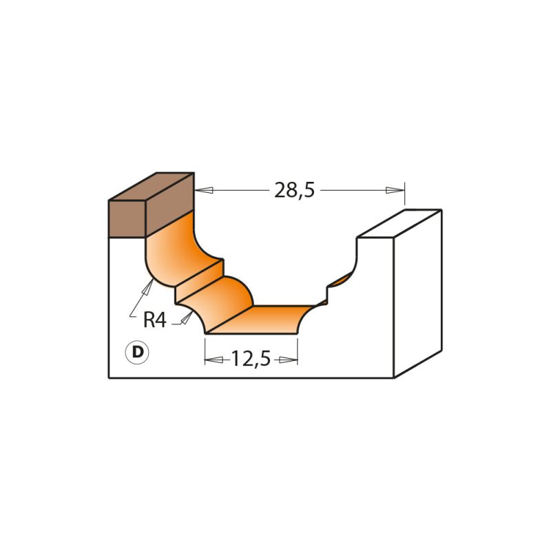 CMT C965B Klassisk panel Ogee - Profil D, R28,6 D4x13,3 S=8 HW - Bilde 3