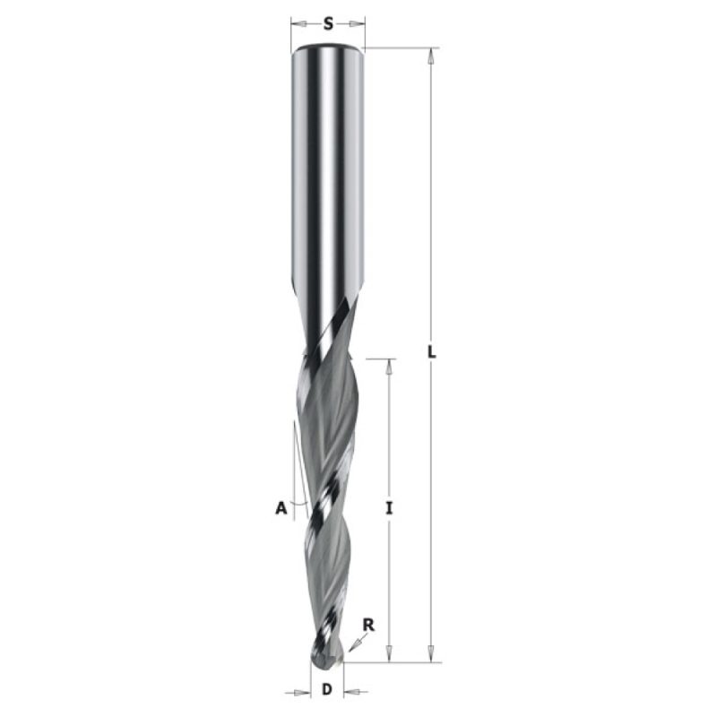 IGM F152 konisk Spiralfres HWM - D3,2x50 R1,6 A2,5° L90 S=8 Z3 - Bilde 2