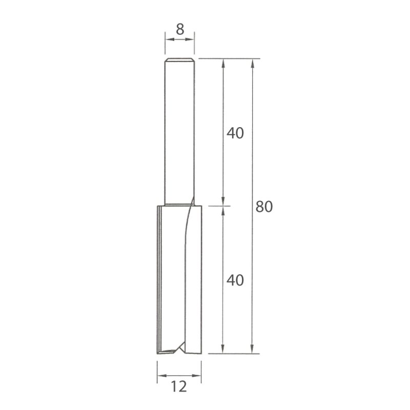 IGM M100 rett fresebit - D12x40 L80 S=8 HW - Bilde 5