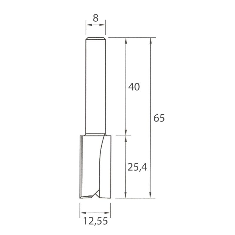 IGM M100 rett fresebit - D12,55x25,4 L65 S=8 HW - Bilde 5