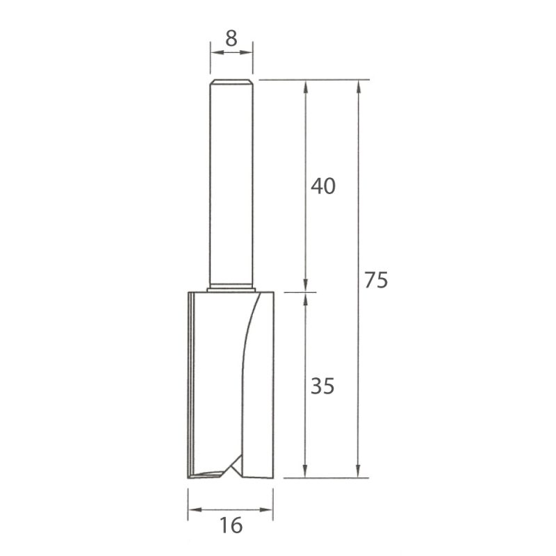 IGM M100 rett fresebit - D16x35 L75 S=8 HW - Bilde 5