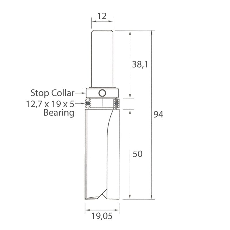 IGM M112 Mønsterfresbits med lager - D19,05x50 L94 S=12 HW - Bilde 5