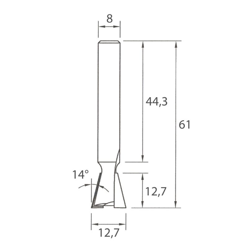 IGM M118 Overfresbits for svalehaler - 14° D12,7x12,7 L61 S=8 HW - Bilde 5