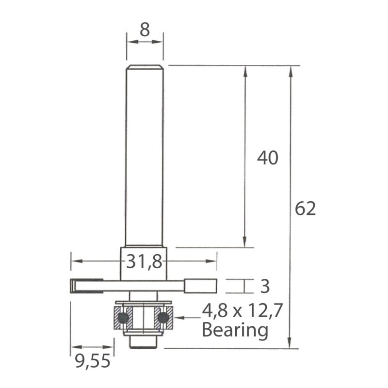 IGM M122 Sporfreser - D31,8x3 H9,55 L62 S=8 HW - Bilde 5