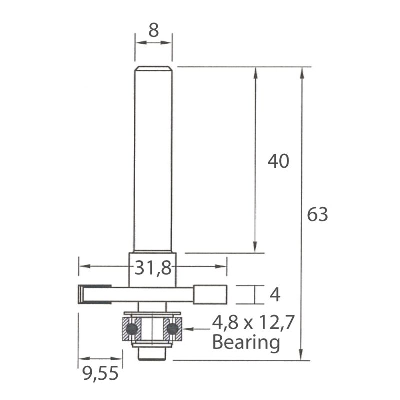 IGM M122 Sporfreser - D31,8x4 H9,55 L63 S=8 HW - Bilde 5