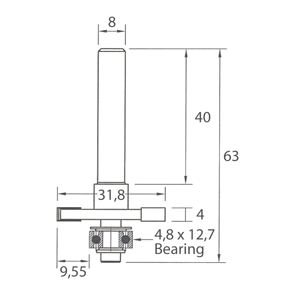 IGM M122 Sporfreser - D31,8x4 H9,55 L63 S=8 HW - Bilde 5