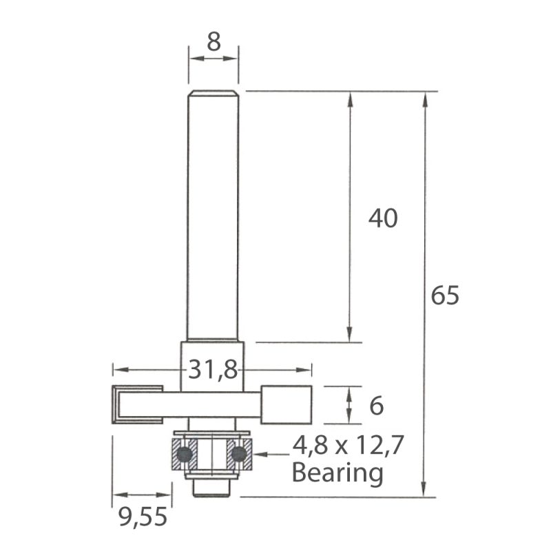 IGM M122 Sporfreser - D31,8x6 H9,55 L65 S=8 HW - Bilde 5