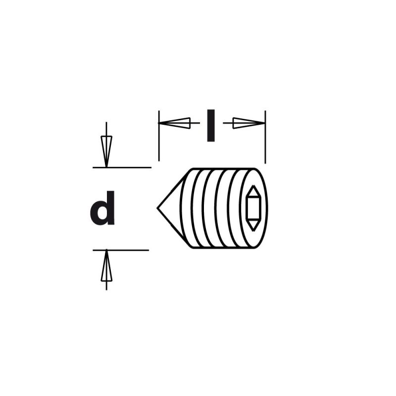 Madringsskrue med kappespiss for 305 M5x5, DIN 916,UNI 5929 - Bilde 2